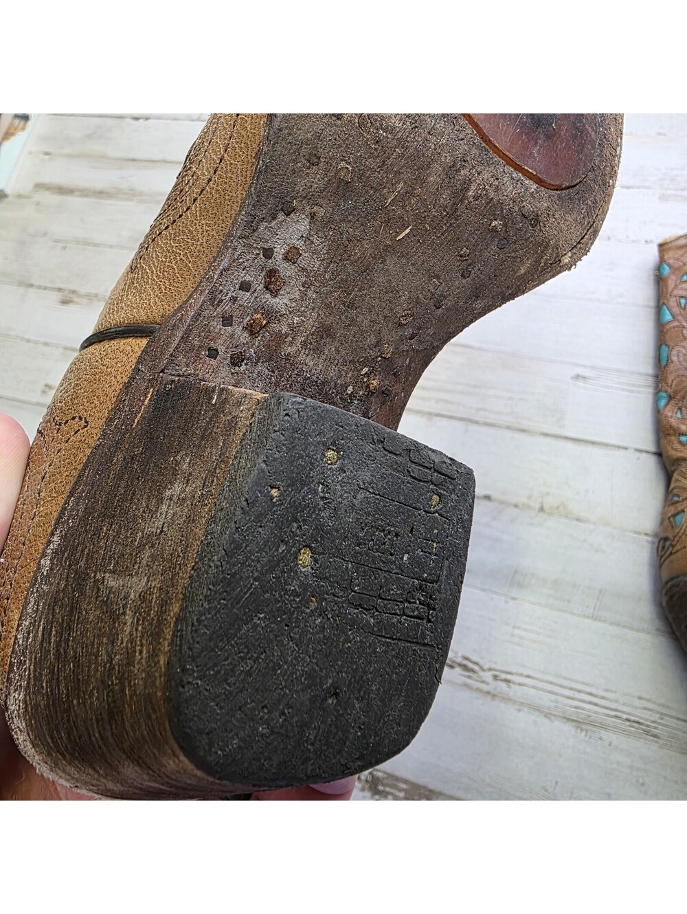 Corral Vintage Womens Brown Turquoise Country Rodeo Western Boots 6M A1952 - Picture 4 of 11